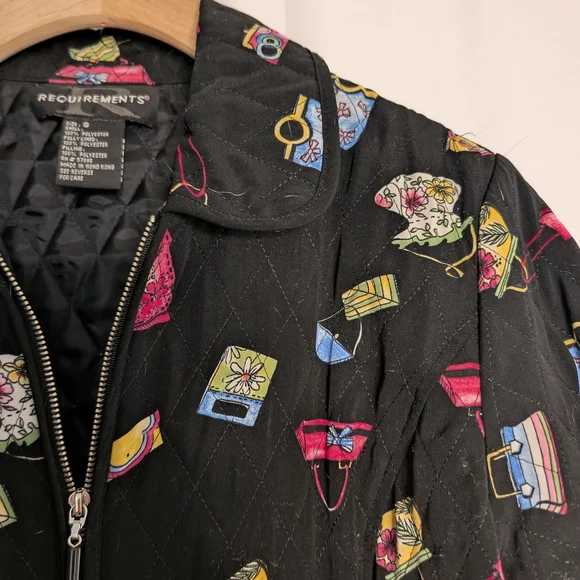 Vintage Colorful Women's Jacket with Purse Print - Picture 4 of 5